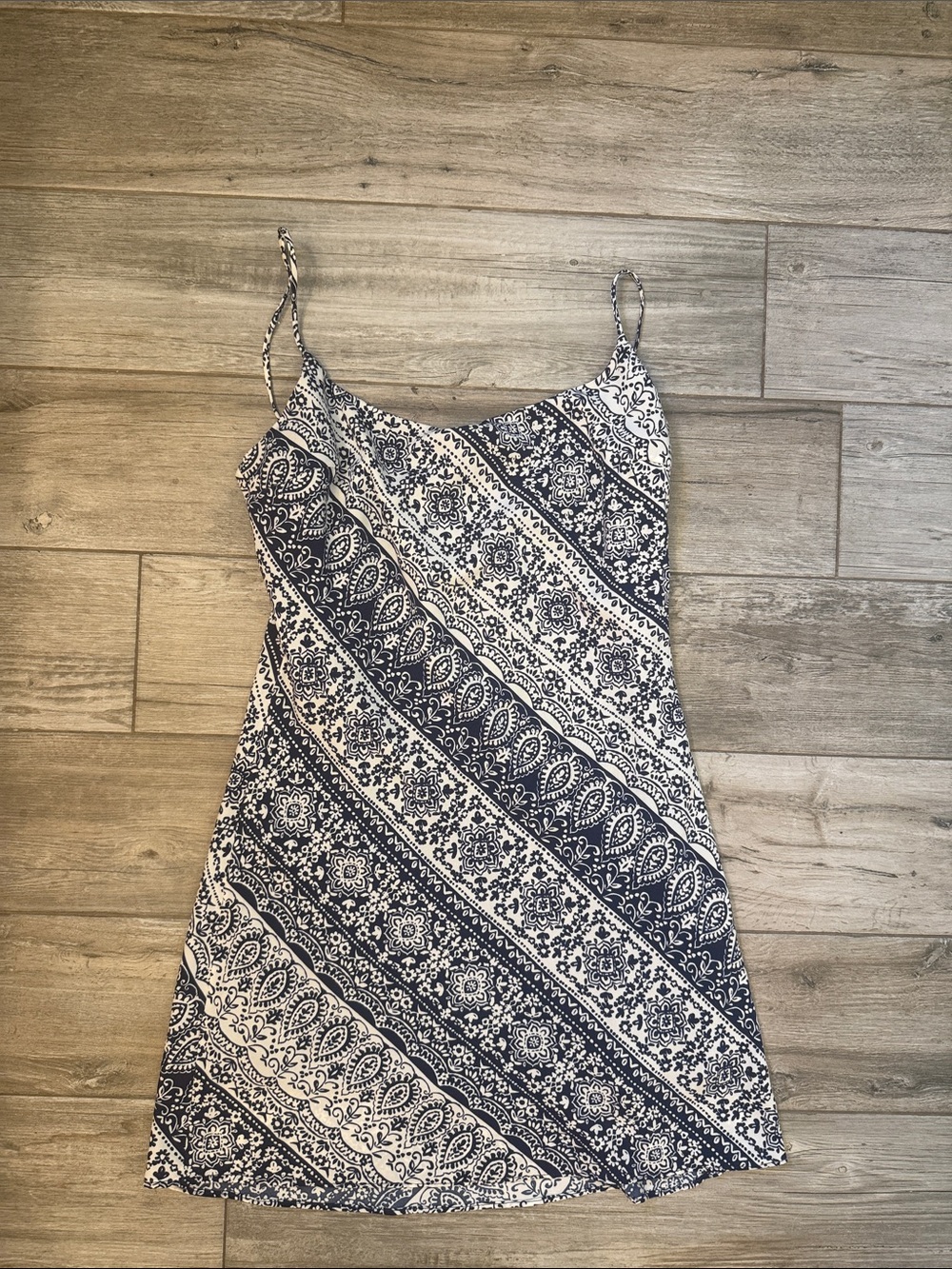 Abercrombie & Fitch Navy and White Printed Mini Slip Dress